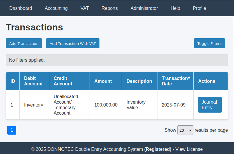 Transactions List