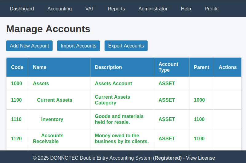 Manage Accounts Screen
