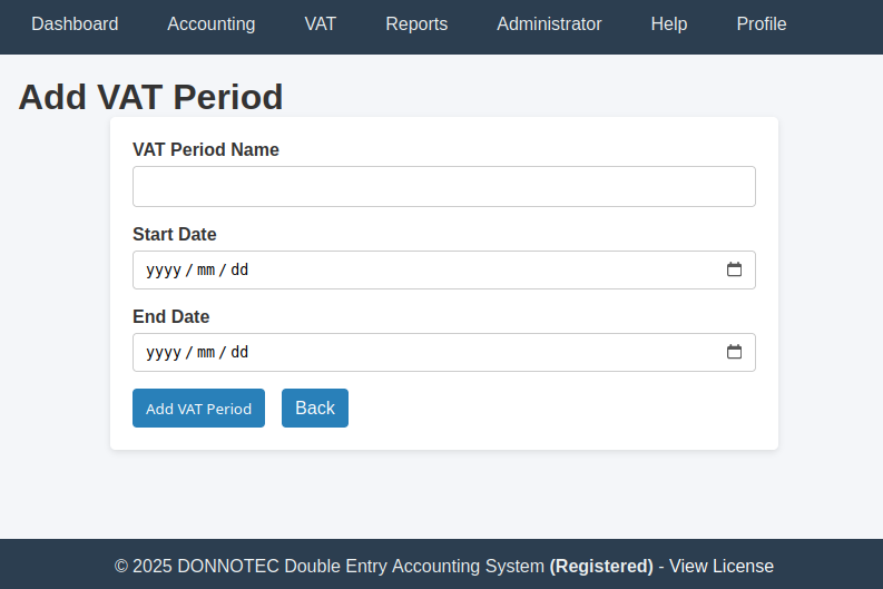 Add VAT Period Form