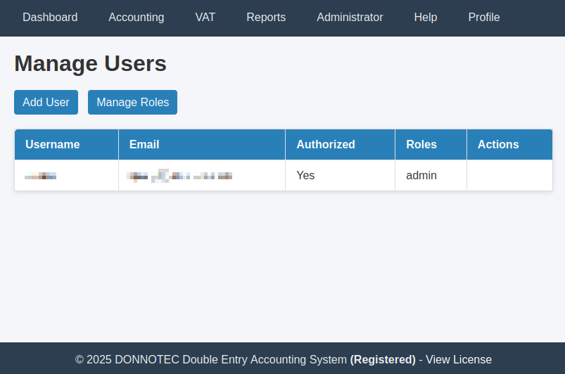 Manage Users Screen