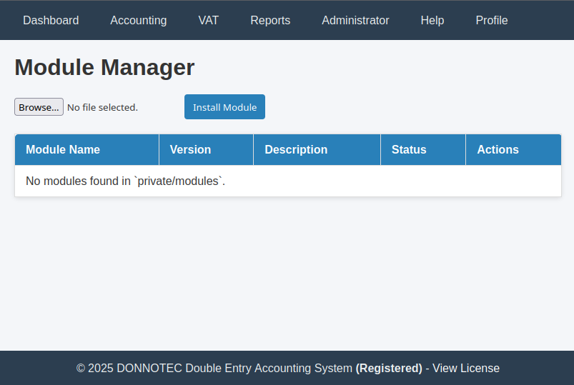Module Manager Screen