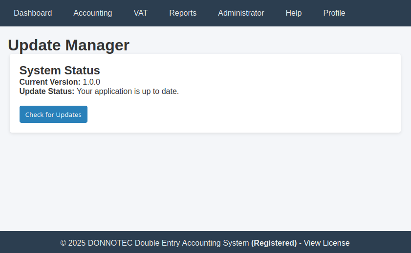 Update Manager Screen