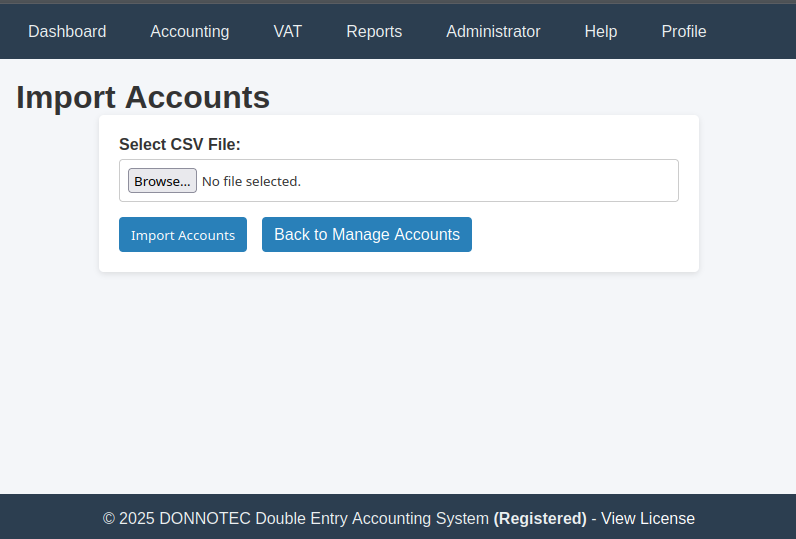 Import Accounts Screen
