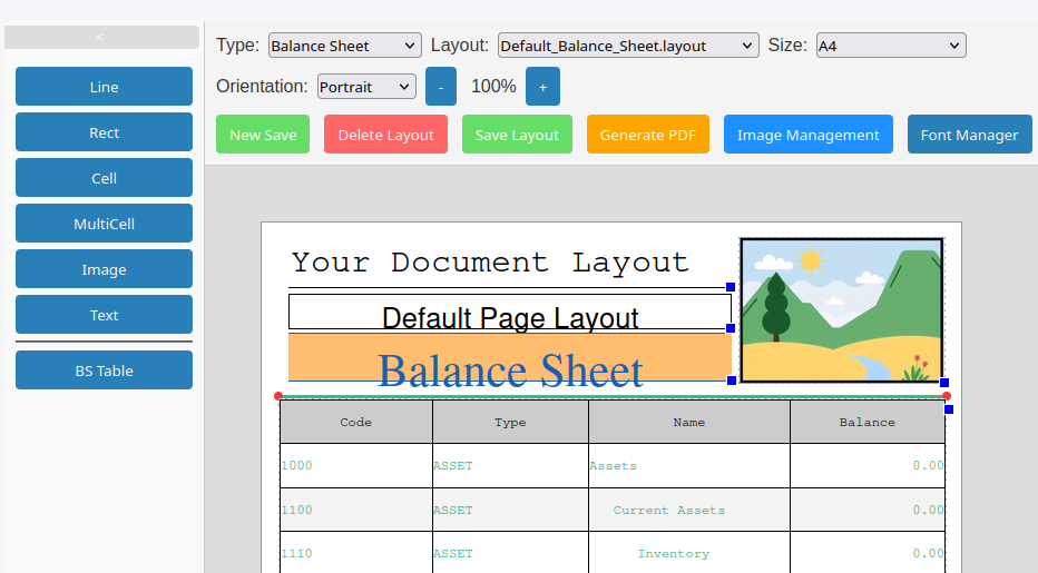Document Editor with Layout Loaded