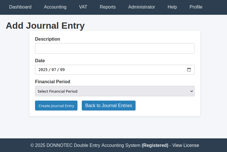 Trial Balance report result