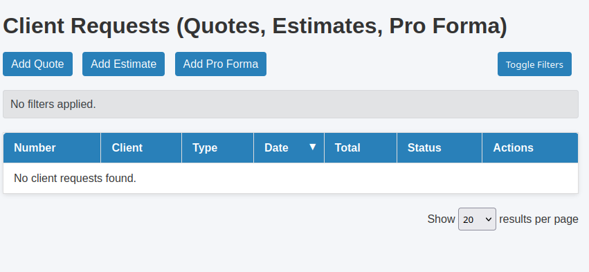 Client Management Interface